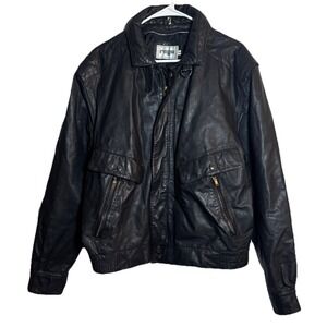 Vintage‎ Rage Leather Bomber Jacket Men's 46 Large Real Leather 80s‑90s